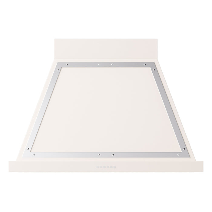 ILVE 36 Inch Nostalgie II Noblesse 600 CFM Wall Mount Antique White Range Hood Chrome