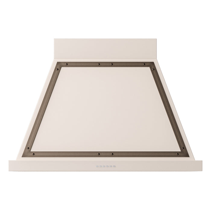 ILVE 36 Inch Nostalgie II Noblesse 600 CFM Wall Mount Antique White Range Hood Burnished