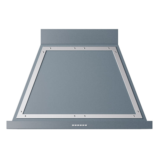 ILVE 36 Inch Nostalgie II Noblesse 600 CFM Wall Mount Blue Grey Range Hood  Chrome