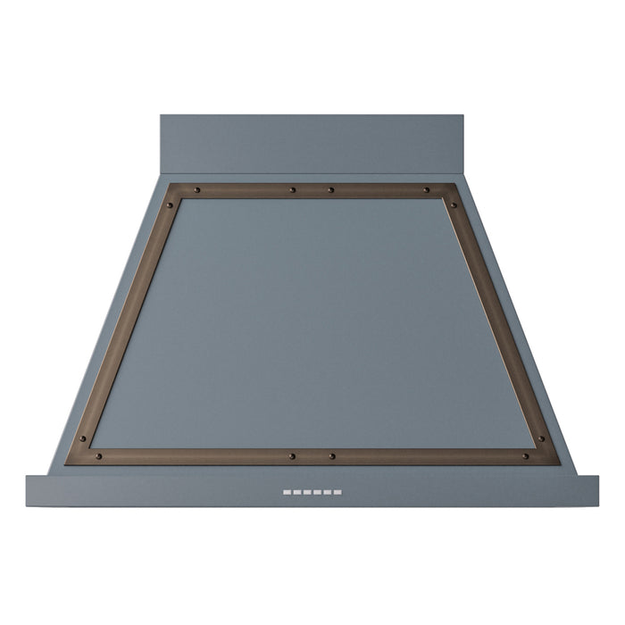 ILVE 36 Inch Nostalgie II Noblesse 600 CFM Wall Mount Blue Grey Range Hood Burnished