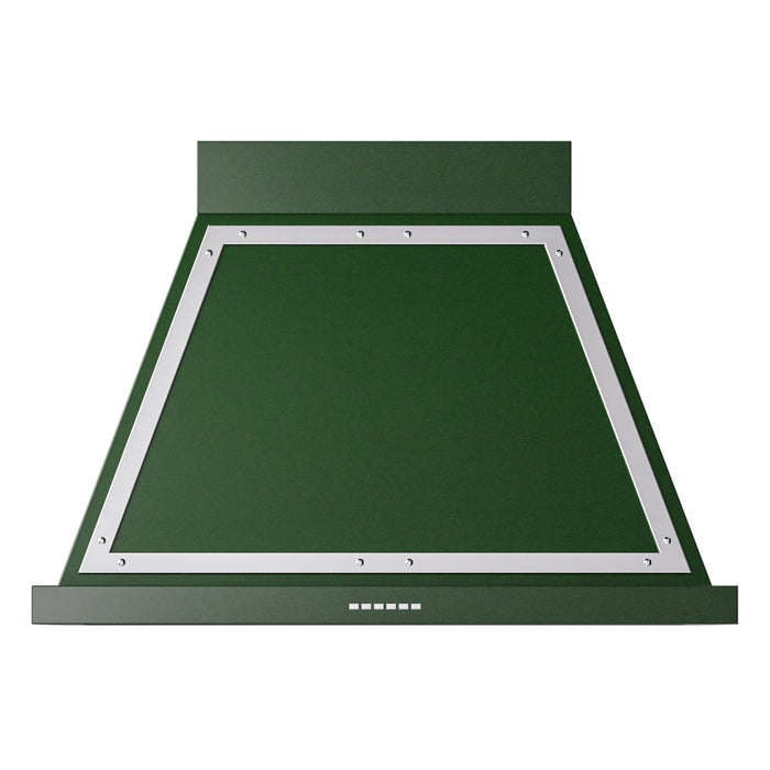 ILVE 36 Inch Nostalgie II Noblesse 600 CFM Wall Mount Emerald Green Range Hood Chrome