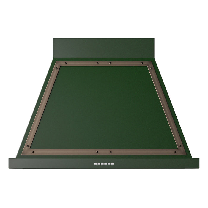 ILVE 36 Inch Nostalgie II Noblesse 600 CFM Wall Mount Emerald Green Range Hood Burnished