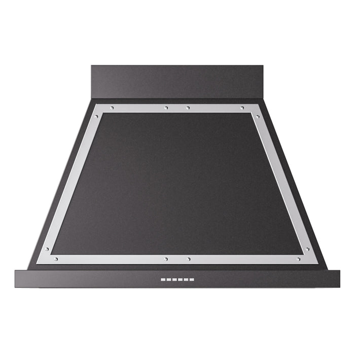 ILVE 36 Inch Nostalgie II Noblesse 600 CFM Wall Mount Glossy Black Range Hood Chrome