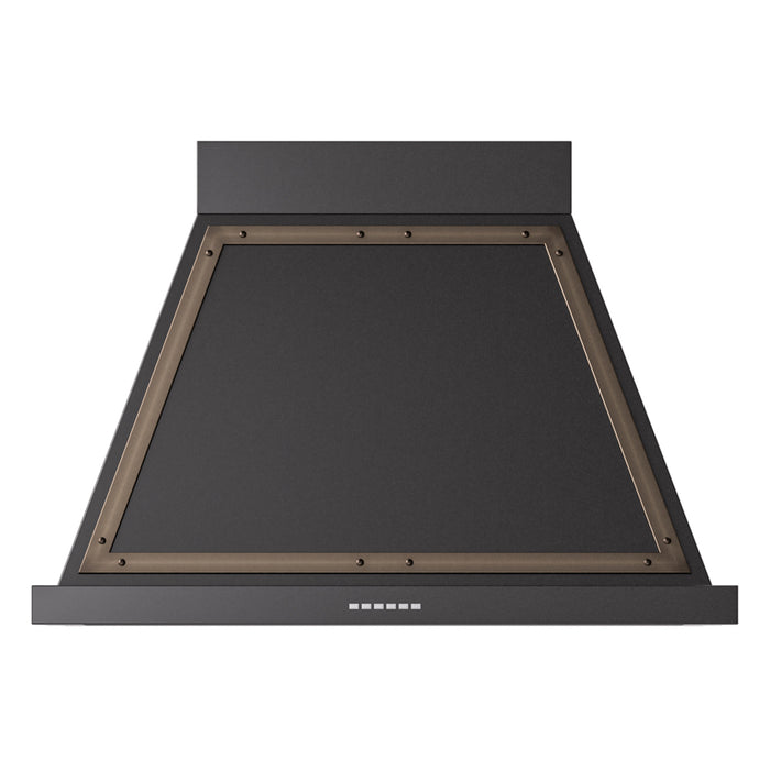 ILVE 36 Inch Nostalgie II Noblesse 600 CFM Wall Mount Glossy Black Range Hood Burnished