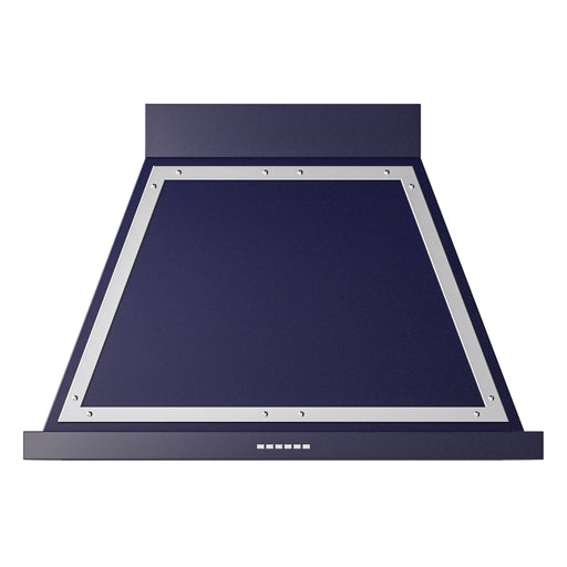 ILVE 36 Inch Nostalgie II Noblesse 600 CFM Wall Mount Midnight Blue Range Hood Chrome