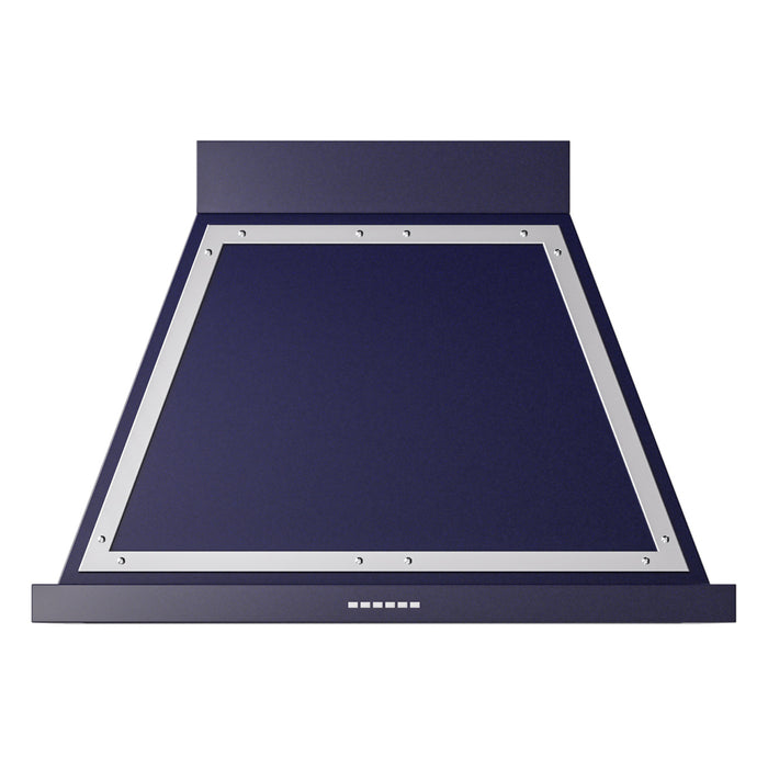 ILVE 36 Inch Nostalgie II Noblesse 600 CFM Wall Mount Midnight Blue Range Hood Chrome