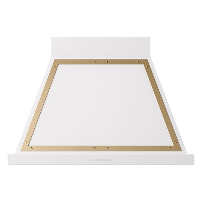 ILVE 36 Inch Nostalgie II Noblesse 600 CFM Wall Mount White Range Hood Brass