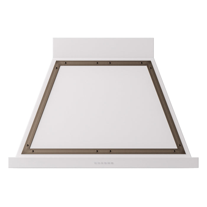 ILVE 36 Inch Nostalgie II Noblesse 600 CFM Wall Mount White Range Hood Burnished