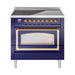 ILVE 36 Inch Nostalgie II Noblesse Freestanding Induction Range with 5 Elements, Griddle with Brass Trim Midnight Blue
