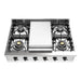 ILVE 36 Inch UHCP36FNSSBLP Nostalgie II Built-In Stainless Steel Liquid Propane Rangetop with 6 Burners and Griddle in Burnished Trim Front