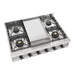 ILVE 36 Inch UHCP36FNSSBLP Nostalgie II Built-In Stainless Steel Liquid Propane Rangetop with 6 Burners and Griddle in Burnished Trim Main