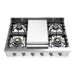 ILVE 36 Inch UHCP36FNSSCLP Nostalgie II Built-In Stainless Steel Liquid Propane Rangetop with 6 Burners and Griddle in Chrome Trim Front