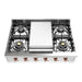 ILVE 36 Inch UHCP36FNSSPLP Nostalgie II Built-In Stainless Steel Liquid Propane Rangetop with 6 Burners and Griddle in Copper TrimFront