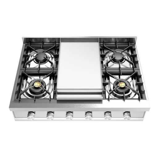 ILVE 36 Inch UHCP36FSSLP Professional Plus II Built-In Stainless Steel Liquid Propane Rangetop with 6 Burners and Griddle Main