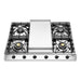 ILVE 36 Inch UHCP965FNSSBLP Nostalgie II Built-In Stainless Steel Liquid Propane Cooktop with 6 Sealed Burners and Griddle in Burnished Trim Front