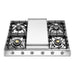 ILVE 36 Inch UHCP965FNSSCLP Nostalgie II Built-In Stainless Steel Liquid Propane Cooktop with 6 Sealed Burners and Griddle in Chrome Trim Front