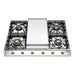 ILVE 36 Inch UHCP965FNSSGLP Nostalgie II Built-In Stainless Steel Liquid Propane Cooktop with 6 Sealed Burners and Griddle in Brass Trim Front