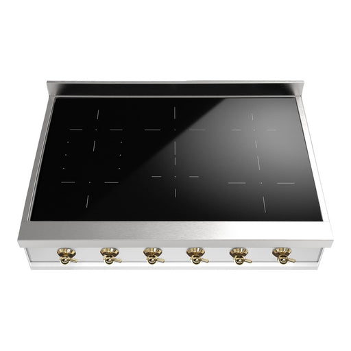 ILVE 36 Inch UHCPI366NSSG Nostalgie II Built-In Induction Rangetop with 5 Element in Brass Front