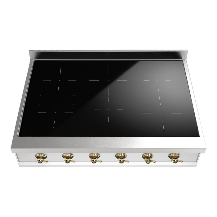 ILVE 36 Inch UHCPI366NSSG Nostalgie II Built-In Induction Rangetop with 5 Element in Brass Front