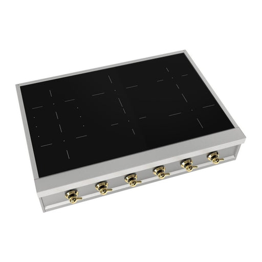 ILVE 36 Inch UHCPI366NSSG Nostalgie II Built-In Induction Rangetop with 5 Element in Brass Main