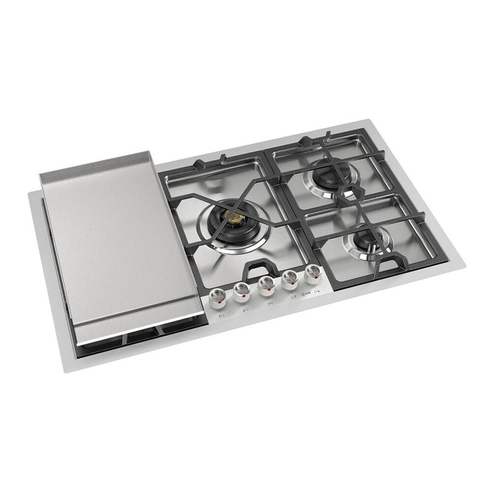 ILVE 36 Inch UHCPMT95FSSLP Panoramagic Built-In Stainless Steel Liquid Propane Cooktop with 5 Sealed Burners and Griddle Main