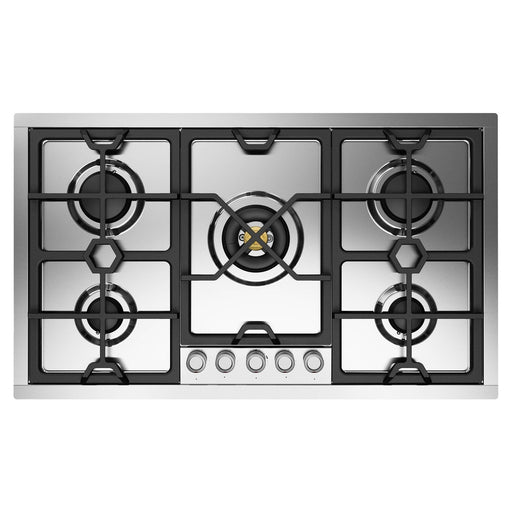 ILVE 36 Inch UHCPMT95SSLP Panoramagic Built-In Stainless Steel Liquid Propane Cooktop with 5 Sealed Burners Front
