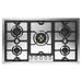 ILVE 36 Inch UHCPMT95SSLP Panoramagic Built-In Stainless Steel Liquid Propane Cooktop with 5 Sealed Burners Front