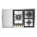 ILVE 36 Inch UHCPT95FNSSGLP Nostalgie II Built-In Stainless Steel Liquid Propane Cooktop with Total Black Brass Burners, 5 Sealed Burners and Griddle in Brass Knobs Front