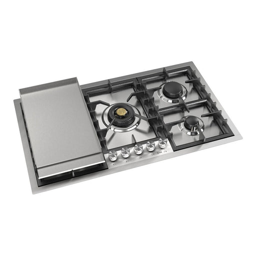 ILVE 36 Inch UHCPT95FSSLP Professional Plus II Built-In Stainless Steel Liquid Propane Cooktop with 5 Sealed Burners and Griddle Main