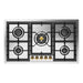 ILVE 36 Inch UHCPT95NSSGLP Liquid Propane Cooktop with Total Black Brass Burners, 5 Sealed Burners in Brass Knobs Front