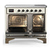 ILVE 40 Inch Majestic III Antique White Induction with 6 Elements and 3.82 Cu. Ft. Oven Capacity in Solid Door Open