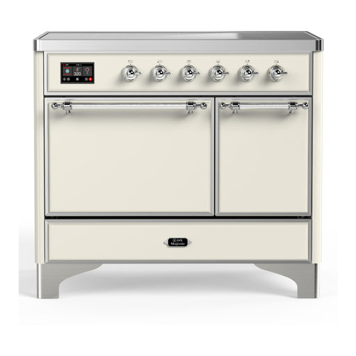 ILVE 40 Inch Majestic III Antique White Induction with 6 Elements and 3.82 Cu. Ft. Oven Capacity in Solid Door Chrome