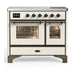 ILVE 40 Inch Majestic III Antique White Induction with 6 Elements and 3.82 Cu. Ft. Oven Capacity in Triple Glass Door Burnished