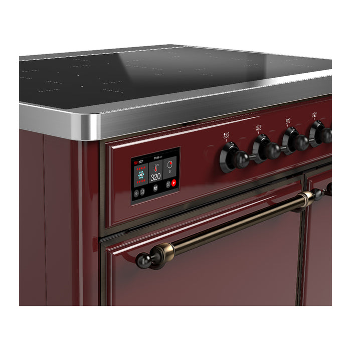 ILVE 40 Inch Majestic III Burgundy Induction with 6 Elements and 3.82 Cu. Ft. Oven Capacity in Solid Door Side
