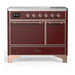 ILVE 40 Inch Majestic III Burgundy Induction with 6 Elements and 3.82 Cu. Ft. Oven Capacity in Solid Door Copper
