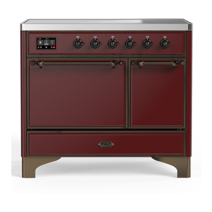 ILVE 40 Inch Majestic III Burgundy Induction with 6 Elements and 3.82 Cu. Ft. Oven Capacity in Solid Door Burnished

 