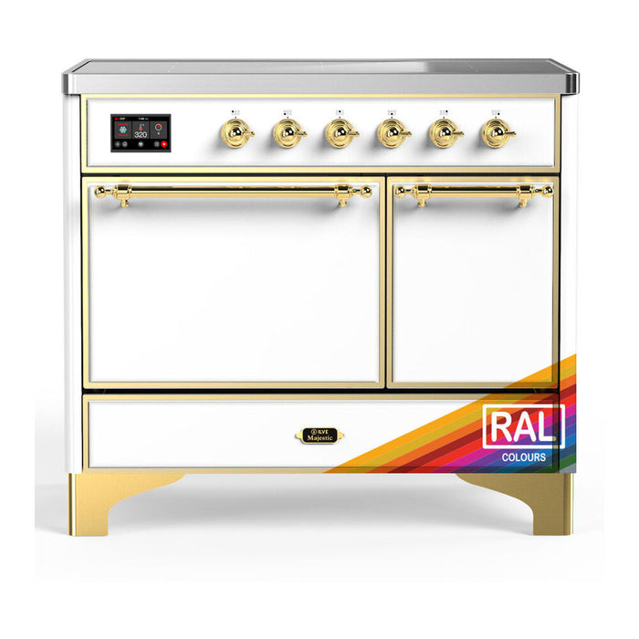 ILVE 40 Inch Majestic III Custom Color (RAL) Induction with 6 Elements and 3.82 Cu. Ft. Oven Capacity in Solid Door Brass
