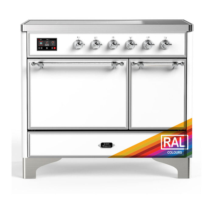 ILVE 40 Inch Majestic III Custom Color (RAL) Induction with 6 Elements and 3.82 Cu. Ft. Oven Capacity in Solid Door Chrome
