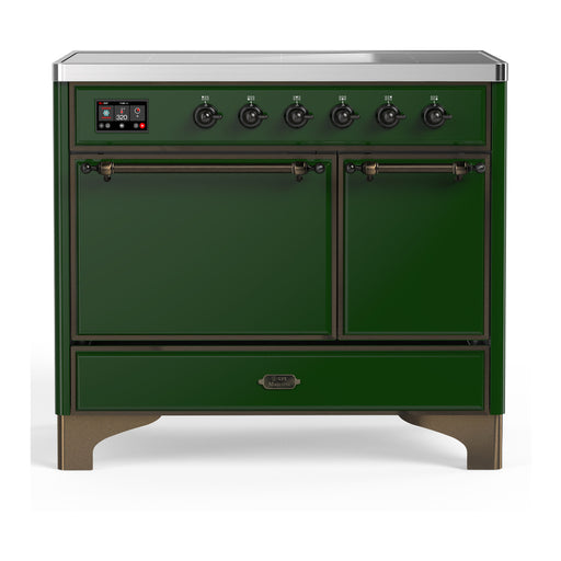 ILVE 40 Inch Majestic III Emerald Green Induction with 6 Elements and 3.82 Cu. Ft. Oven Capacity in Solid Door Burnished
