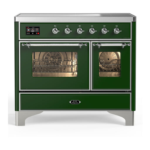 ILVE 40 Inch Majestic III Emerald Green Induction with 6 Elements and 3.82 Cu. Ft. Oven Capacity in Triple Glass Door Chrome