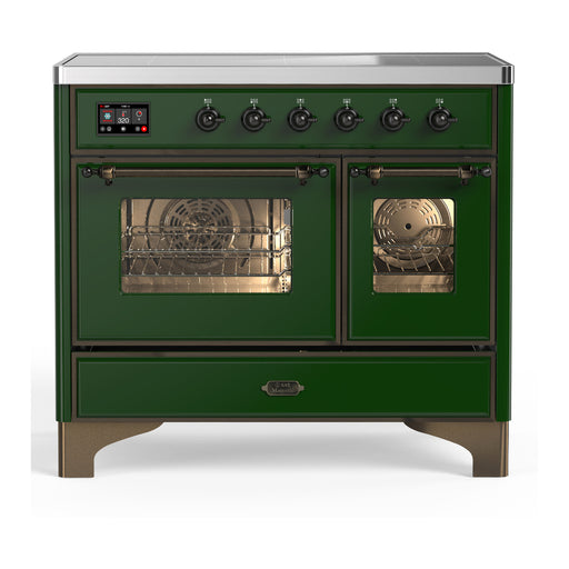ILVE 40 Inch Majestic III Emerald Green Induction with 6 Elements and 3.82 Cu. Ft. Oven Capacity in Triple Glass Door Burnished