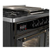 ILVE 40 Inch Majestic III Glossy Black Dual Fuel Range with 6 Black Brass Burners, Griddle and Dual Function Burner up to 25,000 BTU in Triple Glass Door Side