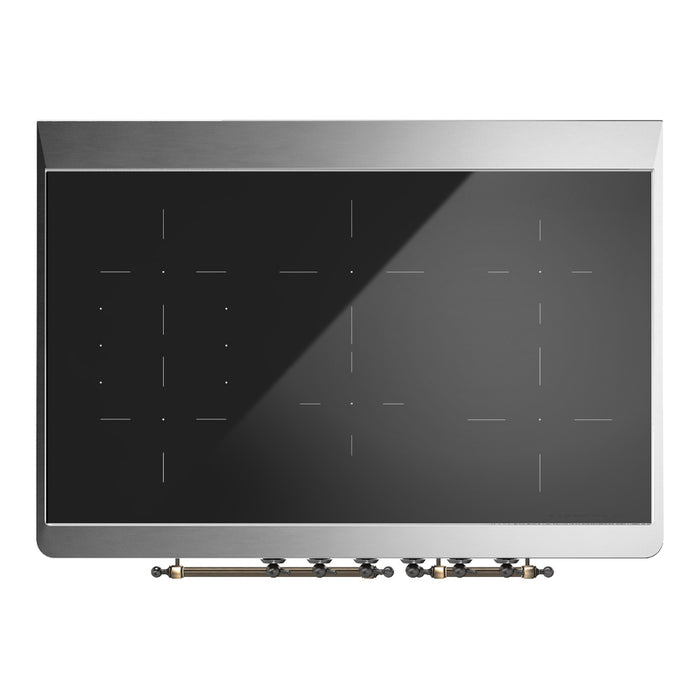 ILVE 40 Inch Majestic III Glossy Black Induction with 6 Elements and 3.82 Cu. Ft. Oven Capacity in Triple Glass Door Cooktop
