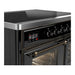 ILVE 40 Inch Majestic III Glossy Black Induction with 6 Elements and 3.82 Cu. Ft. Oven Capacity in Triple Glass Door Side