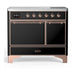 ILVE 40 Inch Majestic III Glossy Black Induction with 6 Elements and 3.82 Cu. Ft. Oven Capacity in Solid Door Copper
