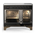 ILVE 40 Inch Majestic III Glossy Black Induction with 6 Elements and 3.82 Cu. Ft. Oven Capacity in Triple Glass Door Open