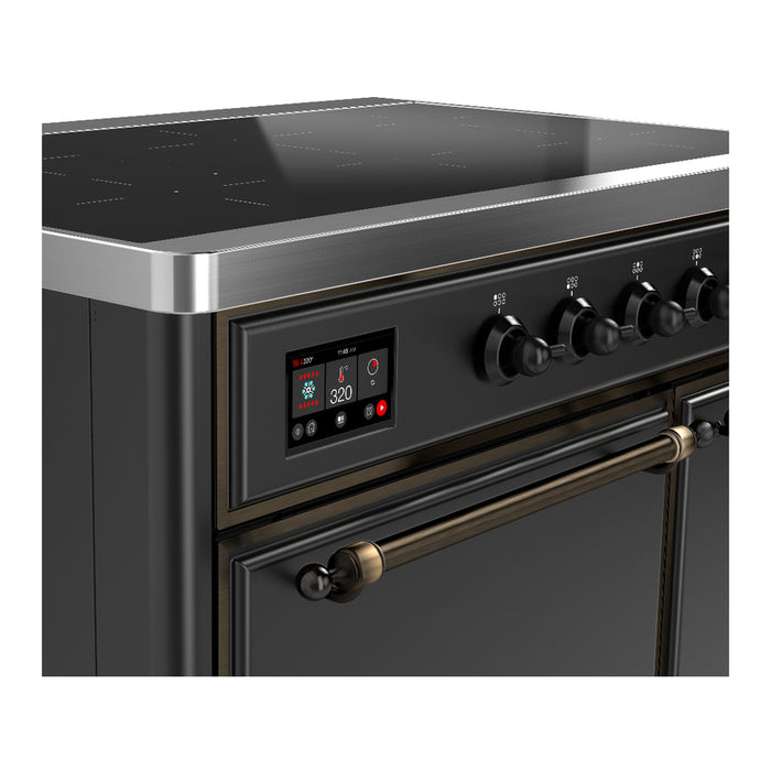 ILVE 40 Inch Majestic III Matte Graphite Induction with 6 Elements and 3.82 Cu. Ft. Oven Capacity in Solid Door Side

