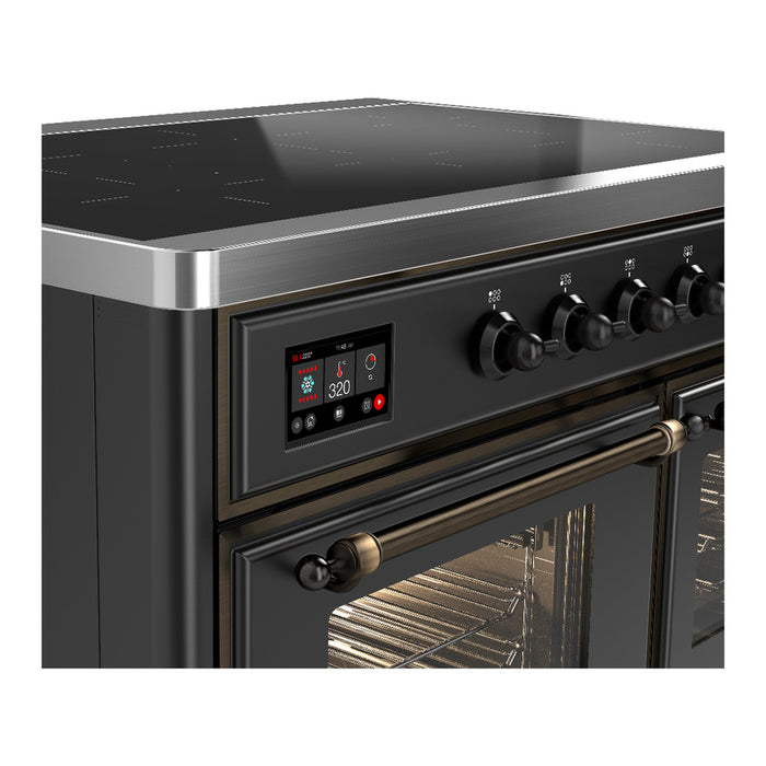 ILVE 40 Inch Majestic III Matte Graphite Induction with 6 Elements and 3.82 Cu. Ft. Oven Capacity in Triple Glass Door Side