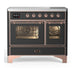 ILVE 40 Inch Majestic III Matte Graphite Induction with 6 Elements and 3.82 Cu. Ft. Oven Capacity in Triple Glass Door Copper