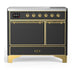ILVE 40 Inch Majestic III Matte Graphite Induction with 6 Elements and 3.82 Cu. Ft. Oven Capacity in Solid Door Brass
